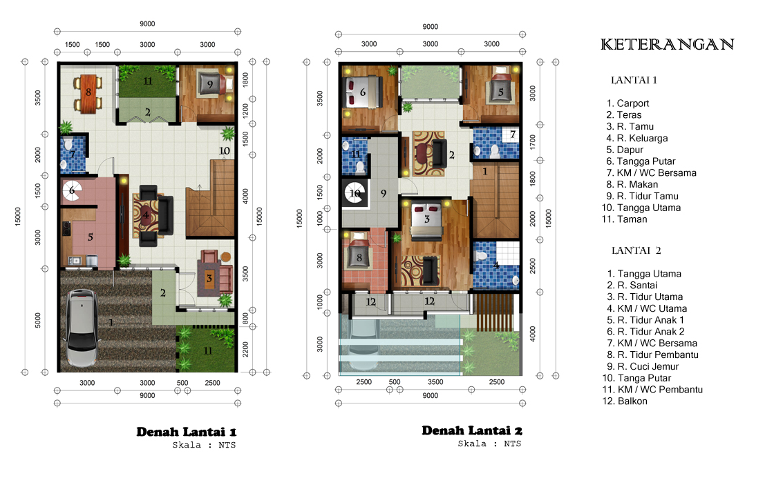 Desain Rumah 9×15 2 Lantai